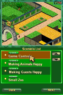Image du menu du jeu Zoo Tycoon DS sur Nintendo DS