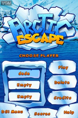 Image de l'ecran titre du jeu Arctic Escape sur Nintendo DSi