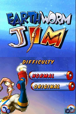 Image du menu du jeu Earthworm Jim sur Nintendo DSi