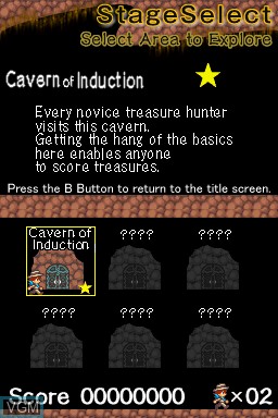Image du menu du jeu Treasure Hunter X sur Nintendo DSi