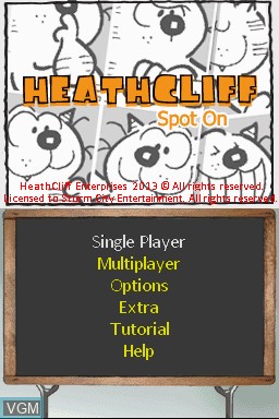 Image du menu du jeu Heathcliff - Spot On sur Nintendo DSi