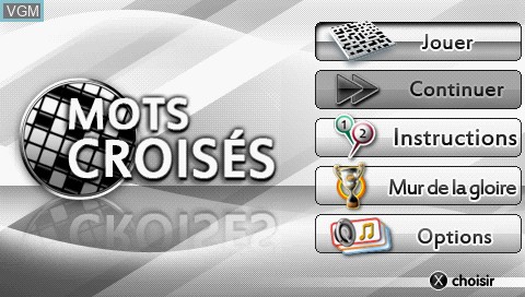 Image de l'ecran titre du jeu Mots Croises sur Sony PSP