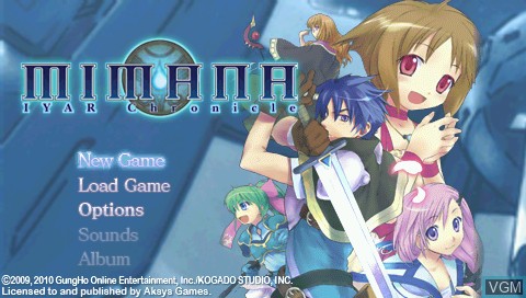 Image de l'ecran titre du jeu Mimana Iyar Chronicle sur Sony PSP