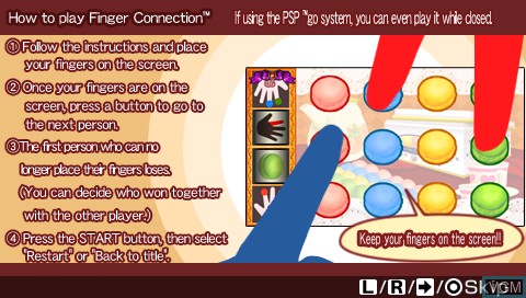Image du menu du jeu Finger Connection sur Sony PSP