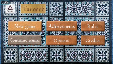 Image du menu du jeu Basha Tarneeb sur Sony PSP