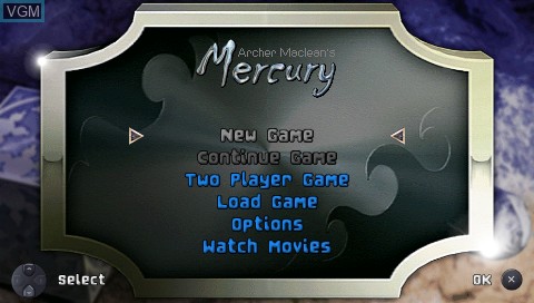 Image du menu du jeu 2 Games in 1! Archer Maclean's Mercury / Mercury Meltdown sur Sony PSP