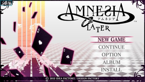 Image du menu du jeu Amnesia - Later sur Sony PSP