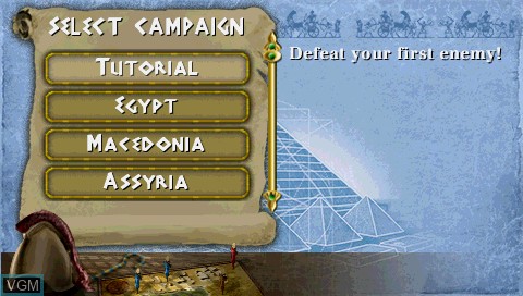 Image du menu du jeu History Egypt - Engineering an Empire sur Sony PSP