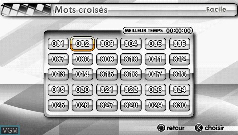 Image du menu du jeu Mots Croises sur Sony PSP