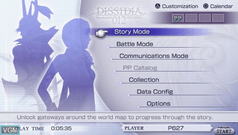 Image du menu du jeu Dissidia 012 - Duodecim Final Fantasy sur Sony PSP