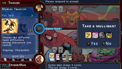Image in-game du jeu Marvel Trading Card Game sur Sony PSP