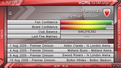 Image in-game du jeu This is Football Management sur Sony PSP