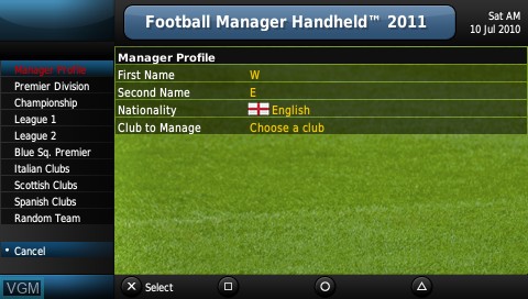 Image in-game du jeu Football Manager Handheld 2011 sur Sony PSP