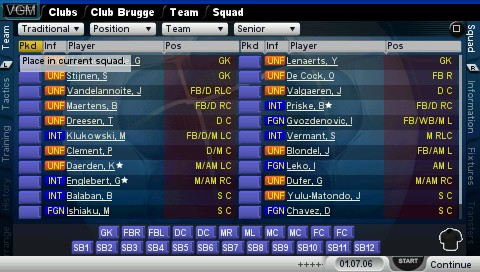 Image in-game du jeu Championship Manager 2007 sur Sony PSP