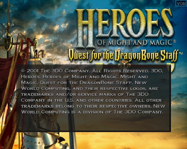 Image de l'ecran titre du jeu Heroes of Might and Magic - Quest for the Dragon Bone Staff sur Sony Playstation 2