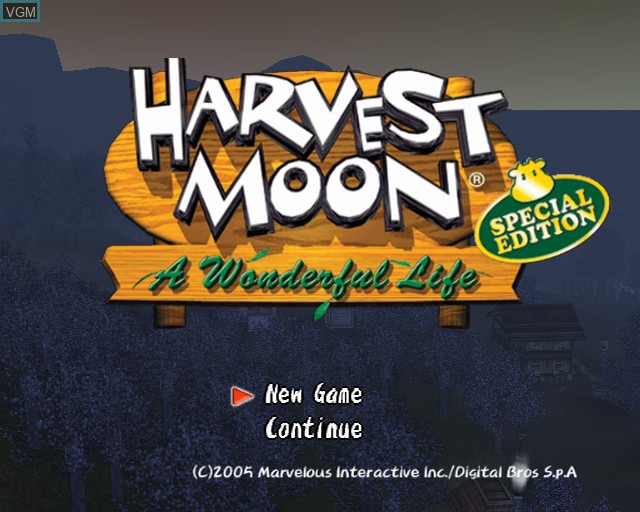 Image de l'ecran titre du jeu Harvest Moon - A Wonderful Life Special Edition sur Sony Playstation 2