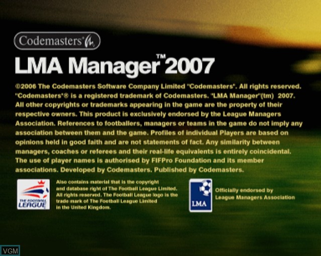 Image de l'ecran titre du jeu LMA Manager 2007 sur Sony Playstation 2