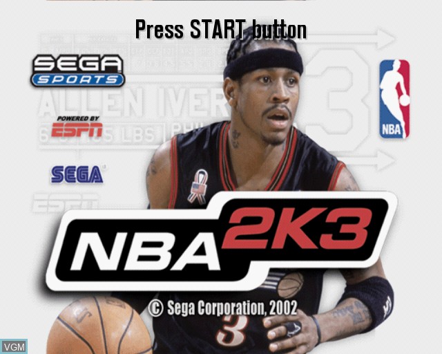Image de l'ecran titre du jeu NBA 2K3 sur Sony Playstation 2