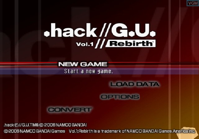 Image de l'ecran titre du jeu .hack//G.U. vol. 1//Rebirth sur Sony Playstation 2