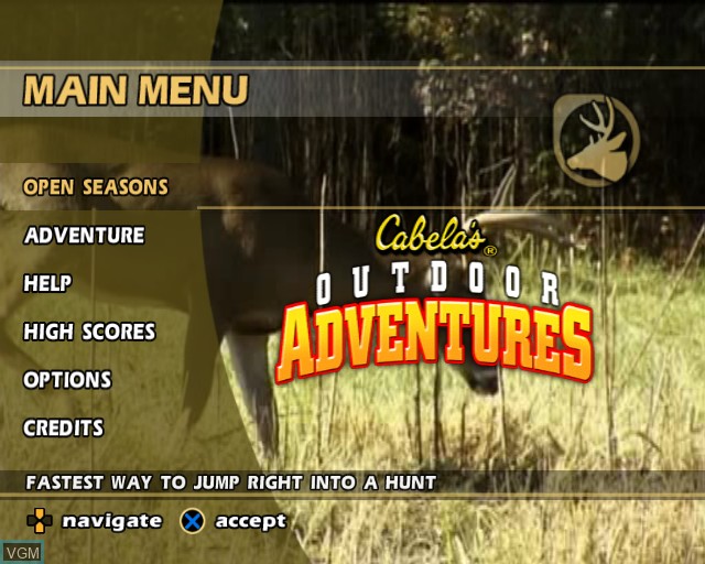 Image du menu du jeu Cabela's Outdoor Adventures sur Sony Playstation 2
