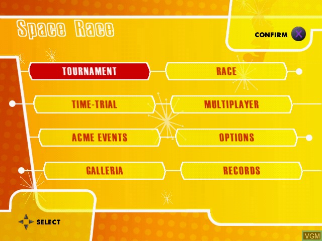 Image du menu du jeu Looney Tunes - Space Race sur Sony Playstation 2