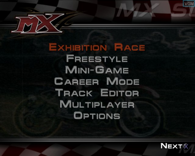 Image du menu du jeu MX Superfly sur Sony Playstation 2