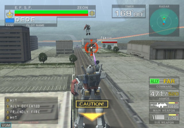 Image in-game du jeu Mobile Suit Gundam - Gundam vs. Zeta Gundam sur Sony Playstation 2