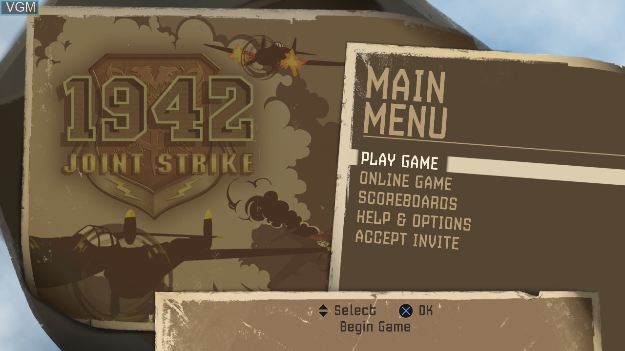 Image du menu du jeu 1942 - Joint Strike sur Sony Playstation 3