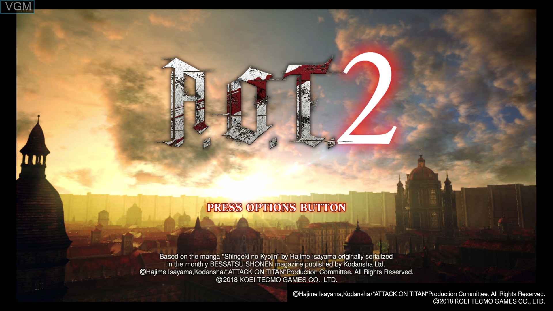 Image de l'ecran titre du jeu A.O.T. 2 sur Sony Playstation 4