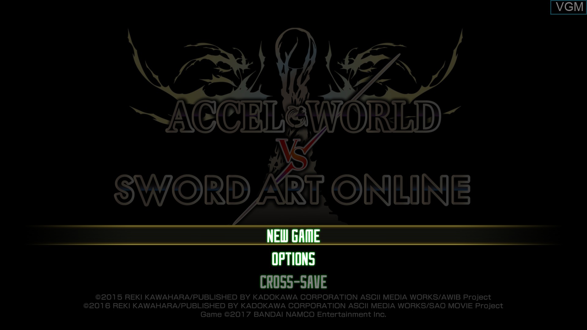 Image du menu du jeu Accel World vs. Sword Art Online sur Sony Playstation 4