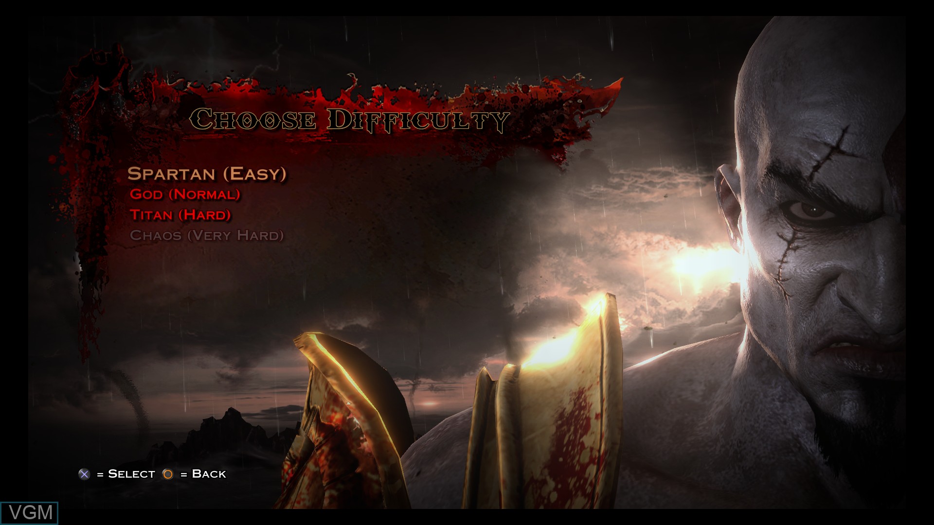 Image du menu du jeu God of War III Remastered sur Sony Playstation 4