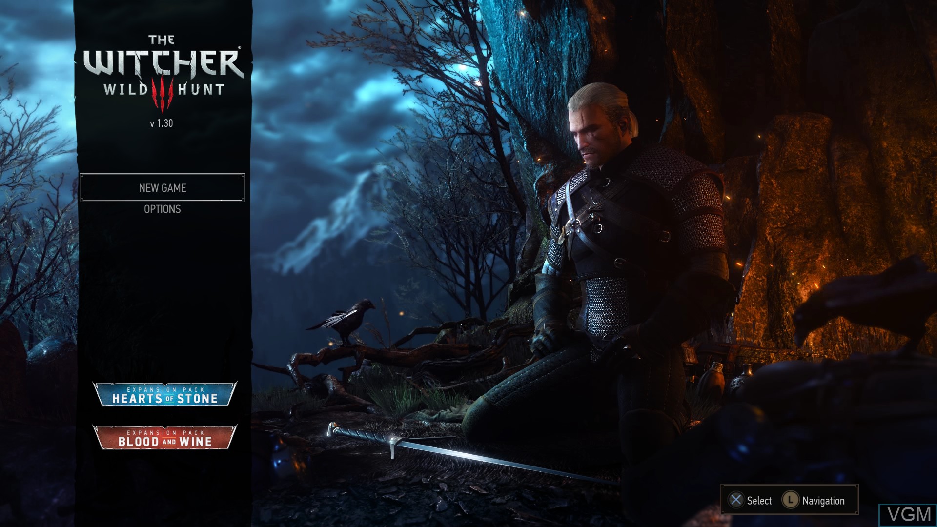 Image du menu du jeu Witcher 3, The ? Wild Hunt sur Sony Playstation 4