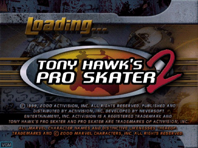 Image de l'ecran titre du jeu Tony Hawk's Pro Skater 2 sur Sony Playstation