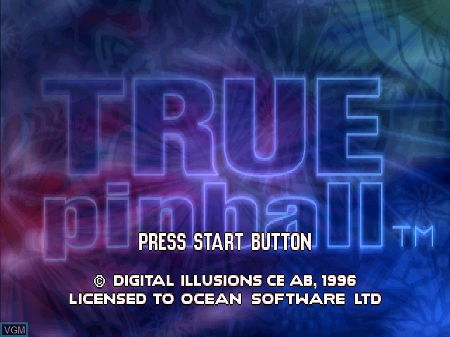 Image de l'ecran titre du jeu True Pinball sur Sony Playstation
