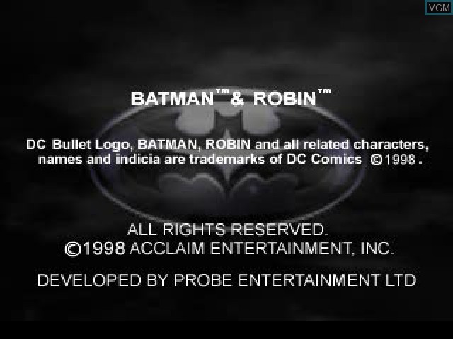 Image de l'ecran titre du jeu Batman & Robin sur Sony Playstation