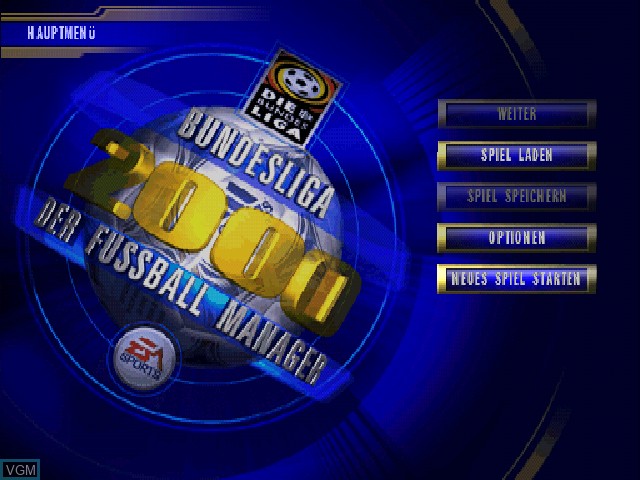 Image de l'ecran titre du jeu Bundesliga 2000 - Der Fussball-Manager sur Sony Playstation