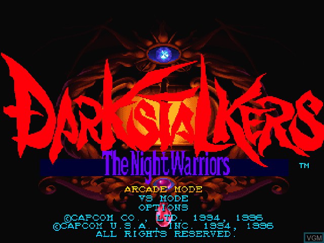 Image de l'ecran titre du jeu Darkstalkers - The Night Warriors sur Sony Playstation