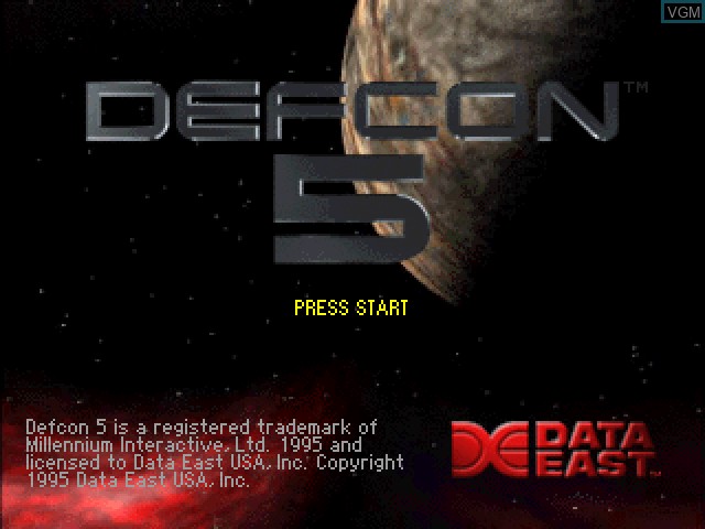 Image de l'ecran titre du jeu DefCon 5 - Peace Has a Price sur Sony Playstation