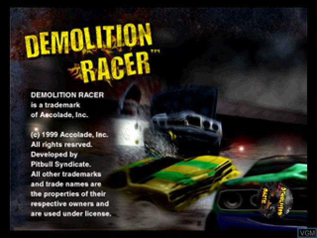 Image de l'ecran titre du jeu Demolition Racer sur Sony Playstation
