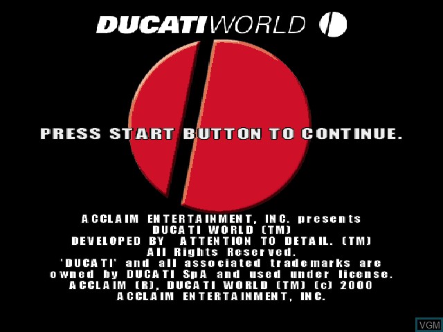 Image de l'ecran titre du jeu Ducati World sur Sony Playstation