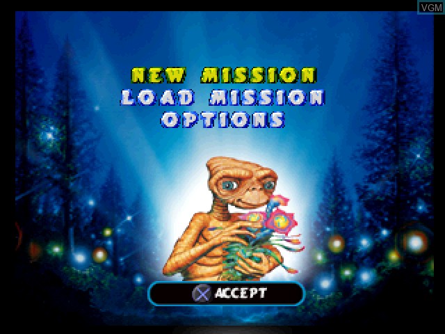 Image de l'ecran titre du jeu E.T. The Extra-Terrestrial - Interplanetary Mission sur Sony Playstation