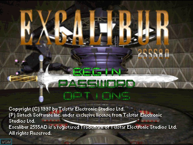 Image de l'ecran titre du jeu Excalibur 2555 A.D. sur Sony Playstation