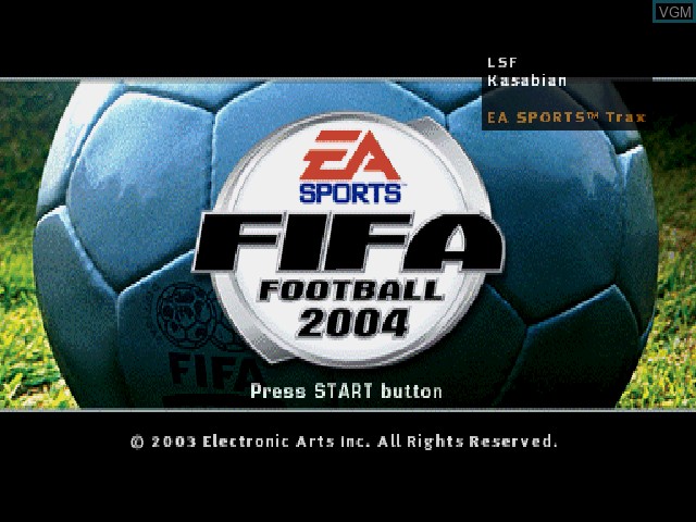 Image de l'ecran titre du jeu FIFA Football 2004 sur Sony Playstation