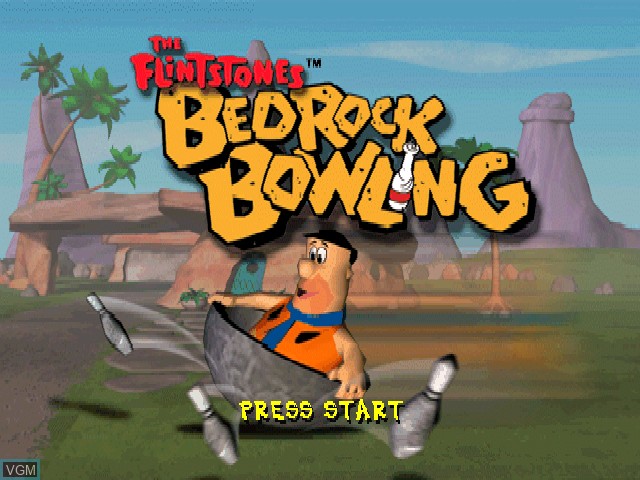 Image de l'ecran titre du jeu Flintstones, The - Bedrock Bowling sur Sony Playstation
