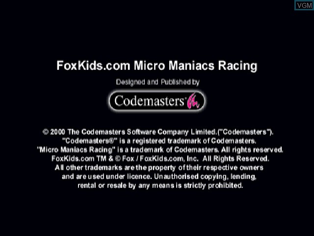 Image de l'ecran titre du jeu FoxKids.com Micro Maniacs Racing sur Sony Playstation