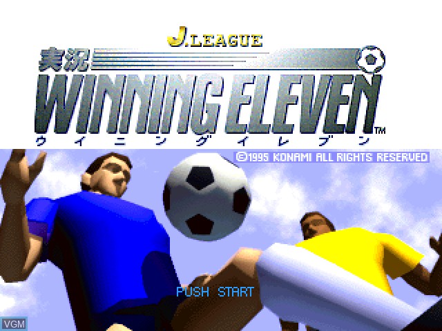 Image de l'ecran titre du jeu J.League Jikkyou Winning Eleven sur Sony Playstation