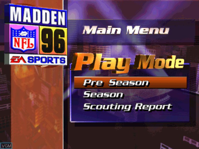 Image de l'ecran titre du jeu Madden NFL 96 sur Sony Playstation
