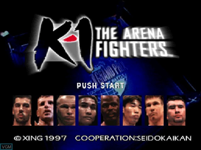 Image de l'ecran titre du jeu K-1 The Arena Fighters sur Sony Playstation