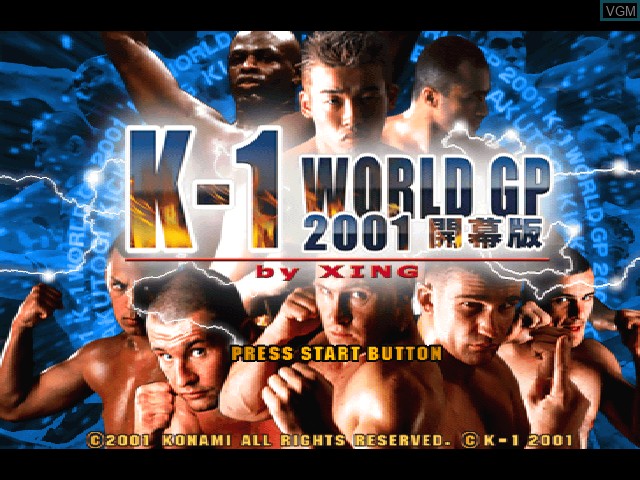 Image de l'ecran titre du jeu K-1 World Grand Prix 2001 - Kaimakuban sur Sony Playstation
