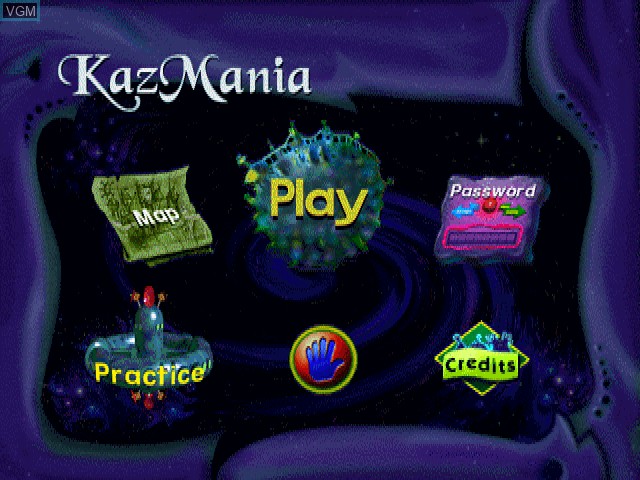 Image de l'ecran titre du jeu KazMania 1 - Trail of Gems sur Sony Playstation